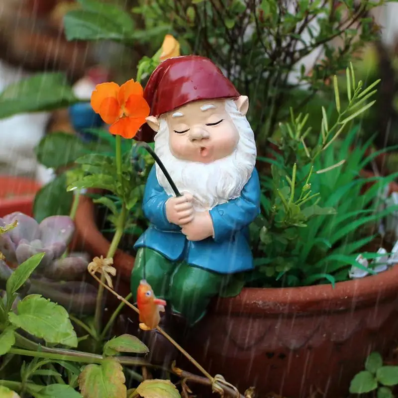 Fishing Gnome Sitter Dwarf Garden Statue Gift Outdoor Courtyard Decoration Dwarf Sculpture For Garden Ornament Outdoor Pond