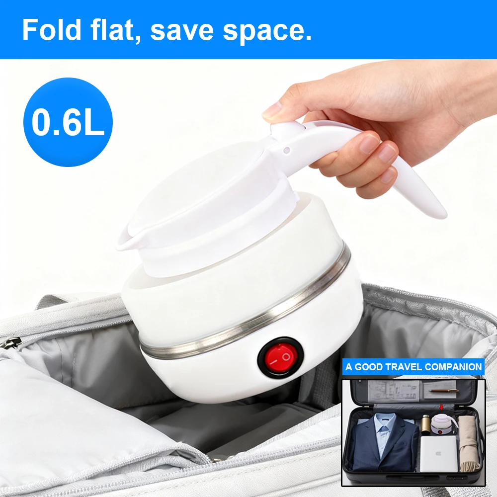 Mini bouilloire pliante 0,6 l, chauffe-eau Portable, bouilloire électrique, chauffe-eau domestique, compression en silicone, facile à voyager