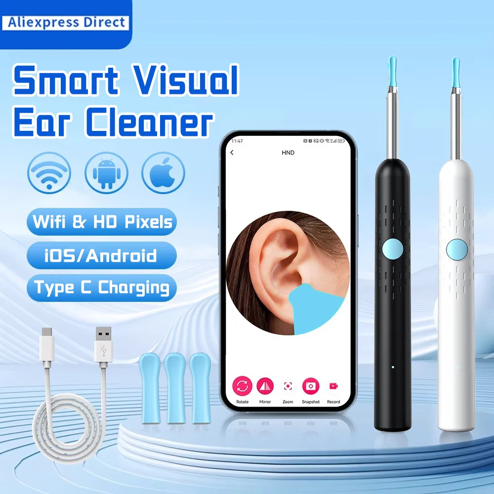 

Visual Ear Wax Cleaner Camera Safe Earwax Removal Endoscope Ear Cleaning Tools Ear Care Black,white styles, Generation-2 Hot sal