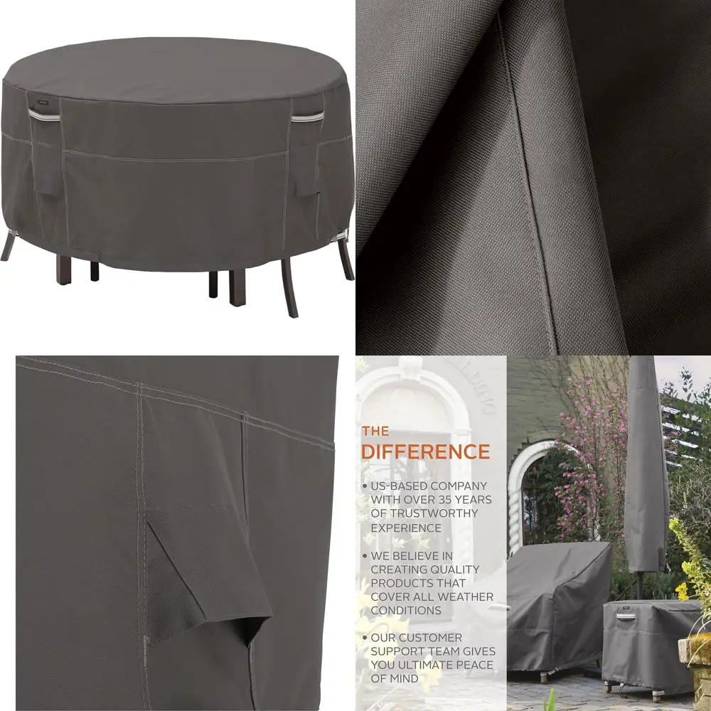 

Чехол для круглого садового стола и стульев диаметром 52 дюйма, водонепроницаемый чехол для уличной мебели