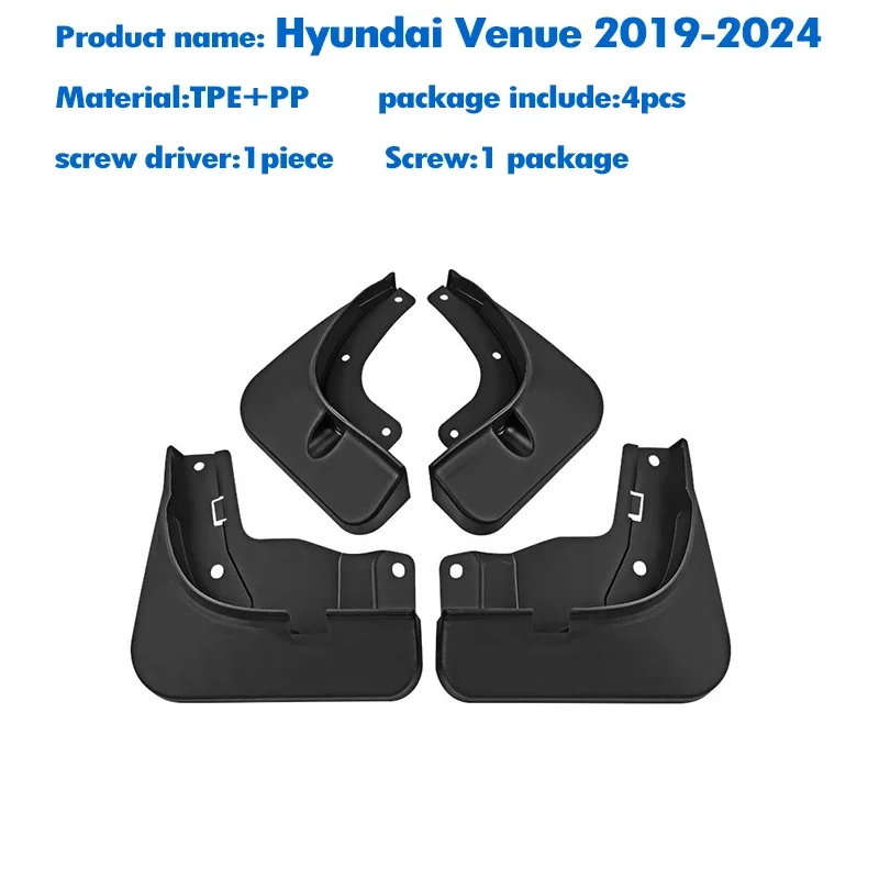 FOR Hyundai Venue 2019 2020 2021 2022 2023 2024 Mudguard Fender Mud Flap Guards Splash Mudflaps Car Accessories Front Rear 4pcs