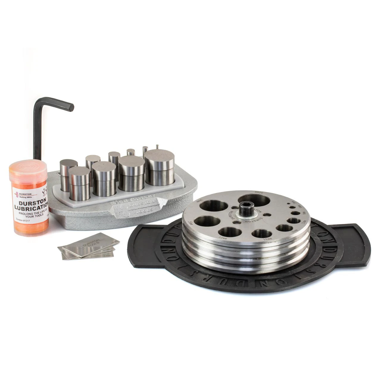 Durston Deluxe 10pc Round Disc Cutter Set 3-32mm Punches for Jewelry Blanks Non-Ferrous Metal Includes Tray, Pad & Lubricant