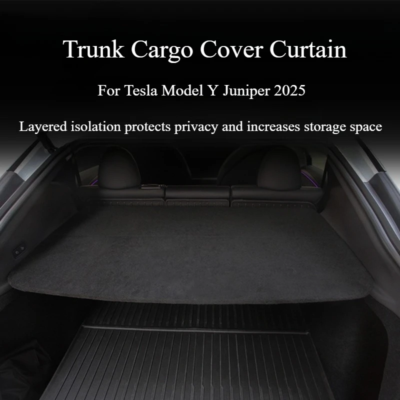 Trunk Partition Panel for Tesla Model Y Juniper 2025 2026 Rear Trunk Flocking Wooden Board Trunk Cargo Cover Curtain Accessories