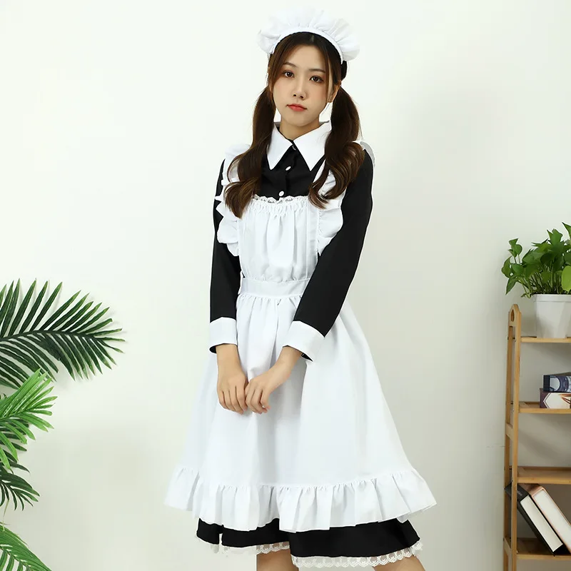 4pcs Cute Lolita Maid Dress Uniforms Cosplay Costume Japanese Anime Halloween Birthday Party Performance Girls Clothes