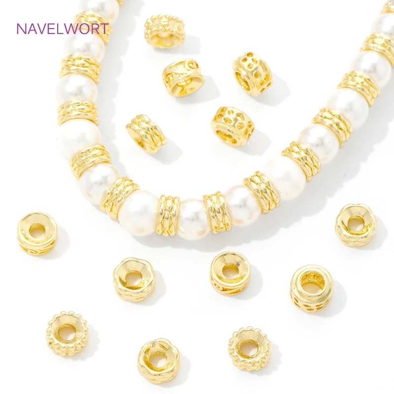 

разделители для бусин бусины разделители Круглые бусины-разделители с покрытием из 18-каратного золота, разделитель для бусин, латунные бусины для изготовления браслетов, аксессуары для изготовления ювелирных изделий