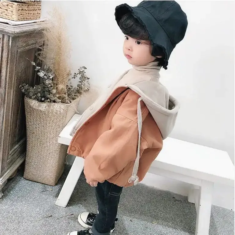 Autumn Children Boy Sweatshirt Coat Loose Spliced Thicken Warm Infant Boy Jacket Casual Double Sided Toddler Boys Outerwear  789