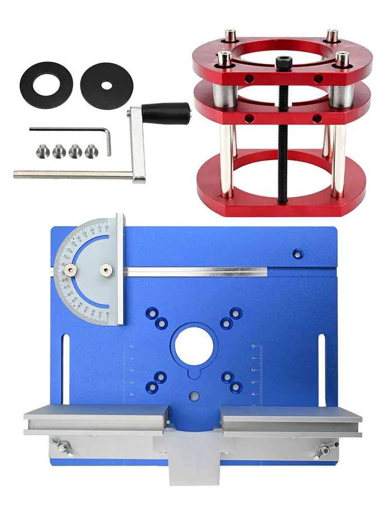 Woodworking Router Lift Kit - Aluminum Router Table Insert Plate W/ Miter Gauge Guide And Bracket For 65mm Diameter Motors