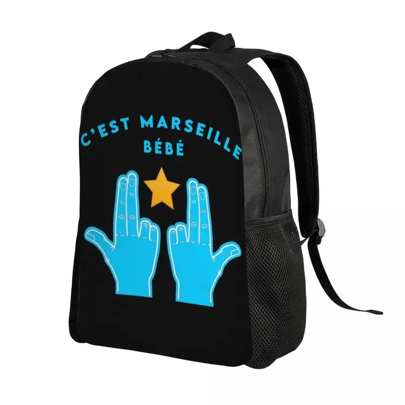 Personalizado Marseille Bebe JUL Mochila para Homens e Mulheres, Escola Universitária Estudante Bookbag, se Encaixa 15 "Laptop Bags, C'est