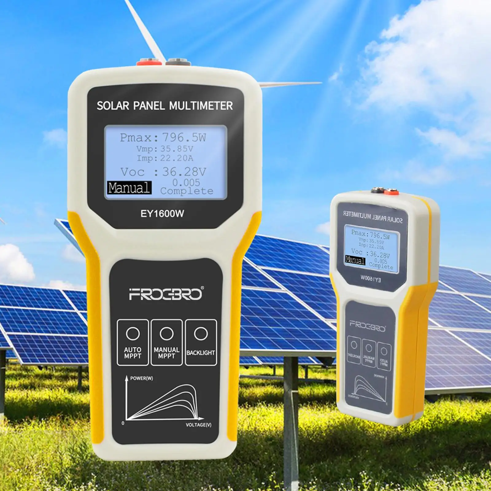 

Solar Panel Tester Circuit Voltage Test Device Clear LCD Portable 5-1600W Photovoltaic Panel Multimeter for Solar Pv Testing
