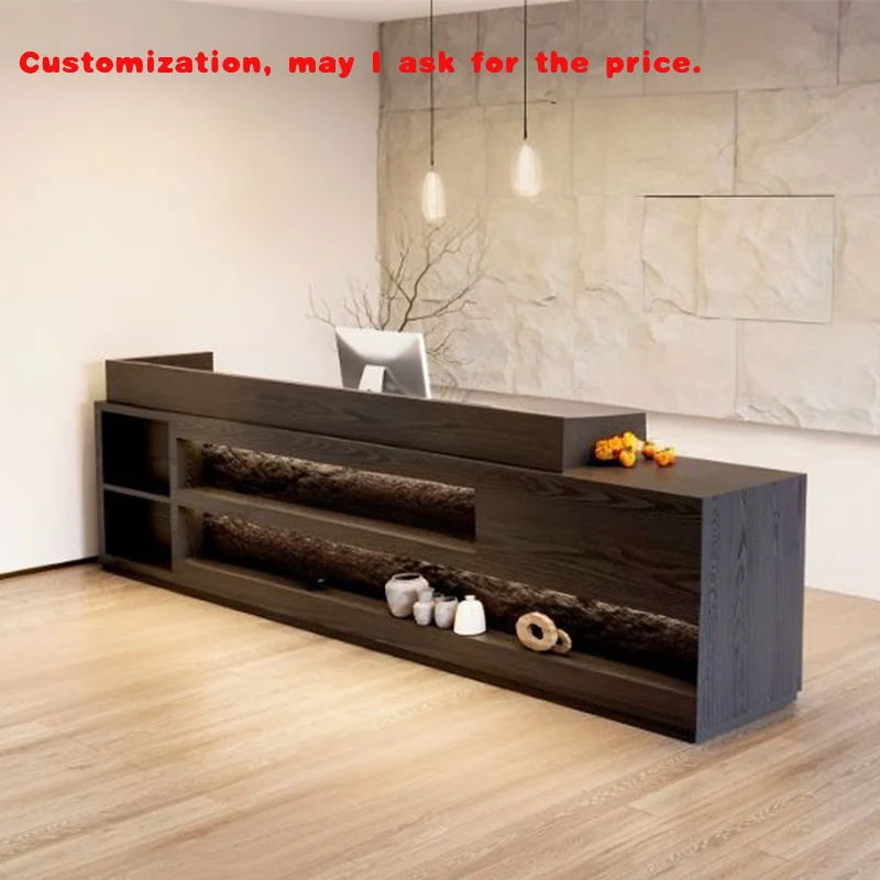 

custom.Modern Minimalist Baked Paint Property Office Company Hotel Lobby Cabinet Front Desk Cashier Reception Bar Designs Counte