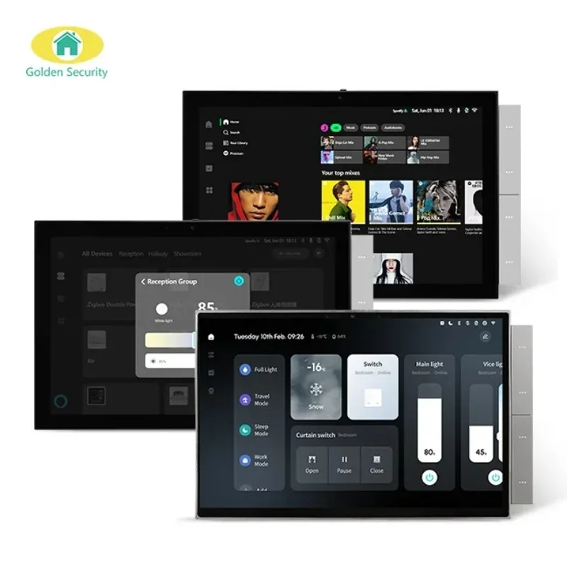 

2025 Golden Security 10" Inch Tuya Smart Life Smart Home System WiFi Touch Screen Zigbee Gateway BLE Wall Central Control Panel