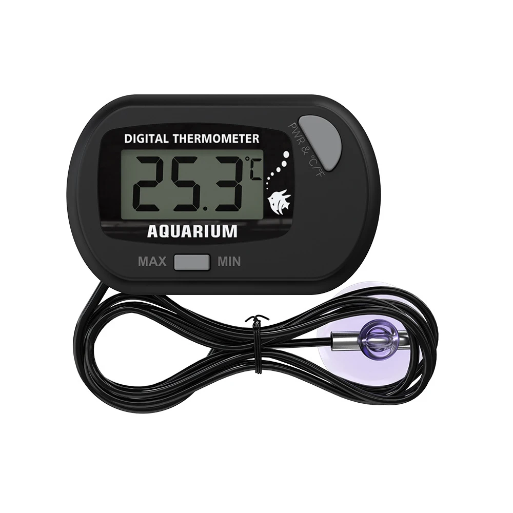 Digital LCD Aquarium Thermometer Waterproof Fish Tank Sensor with Probe Temperature Sensor Measuring Tool with Suction Cup