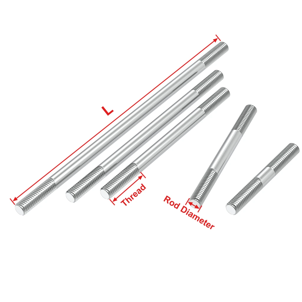 5pcs M2/M2.5/M3 Stainless Steel Push Rod L25/30/35/40/42/45/50/55/60/65/75/85/95/100mm Servo Linkage for RC Airplane/Boat