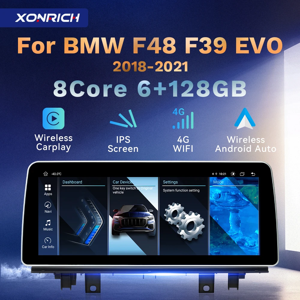12.3 IPS Wireless CarPlay Android 14 Autoradio Per BMW X1 F48 X2 F39 2018-2021 EVO DSP GPS 4G SIM 6