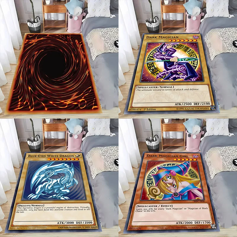 

Anime Card Carpet Cartoon Blue Eyes White Dragon Floor Mat Living Room Bedroom Area Rug Teenager Room Decor Rug Christma Gift