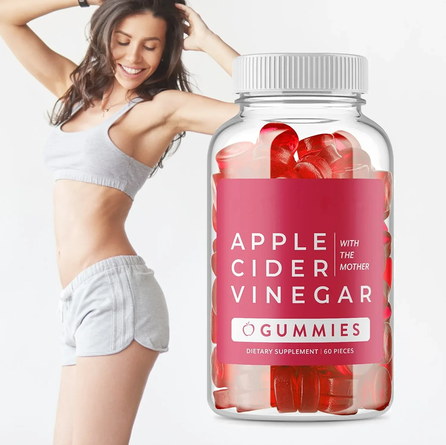 1 bottle Apple vinegar gum, vitamin supplement, help digestion, metabolism, weight control, healthy dietary supplement.