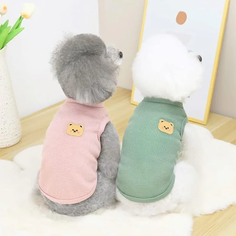 Dog Vest Pet Cat Clothing Polyester Fabric Breathable Sweat Resistant Easy To Clean Cat Solid T-shirt Clothing Dogs Thin Fashion