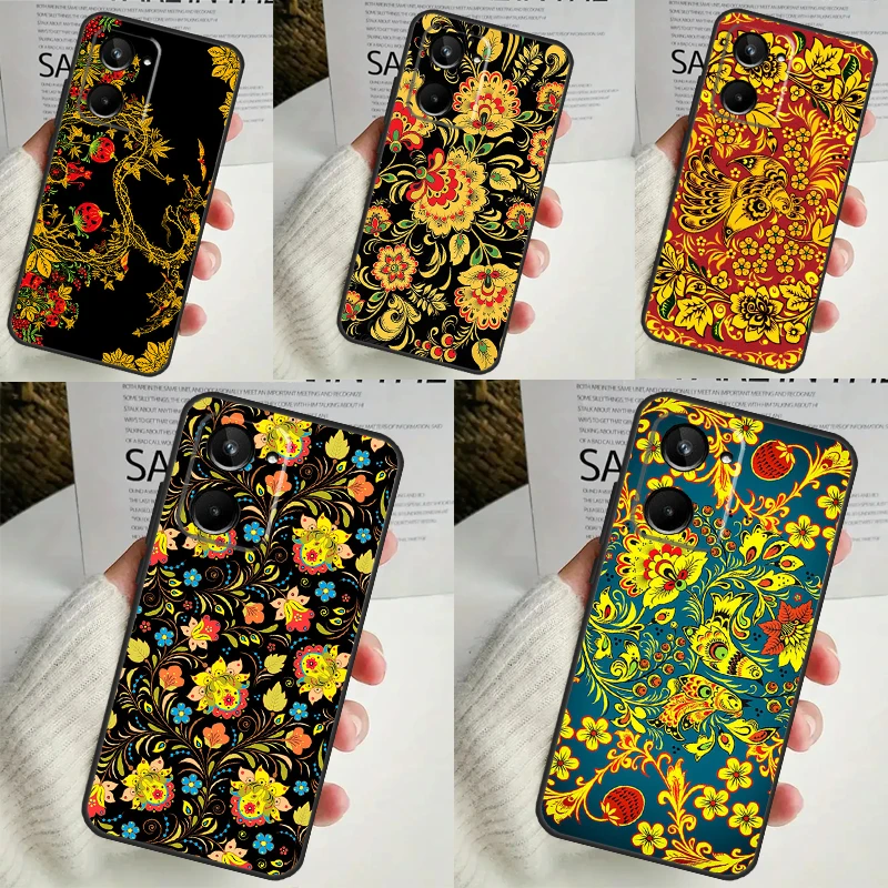 Цветок с русским узором для Realme GT Neo 5 GT5 9 10 11 12 Pro Plus C30 C31 C33 C35 C25s C21Y C51 C55 C67 C53