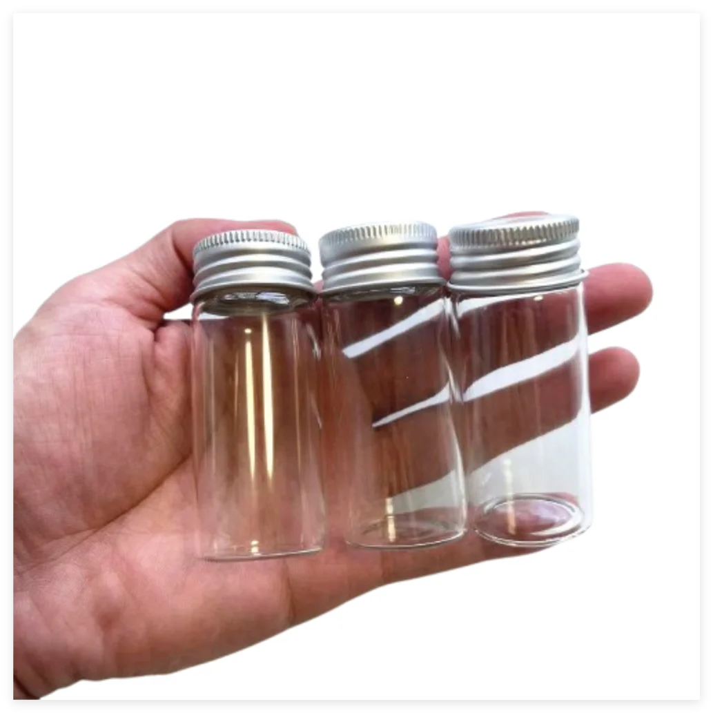 24 PCS 30ml Cute Small Glass Bottles Aluminum Caps 20*30*70mm Tiny Glass Jars Vials Transparent Glass test tube Bottles