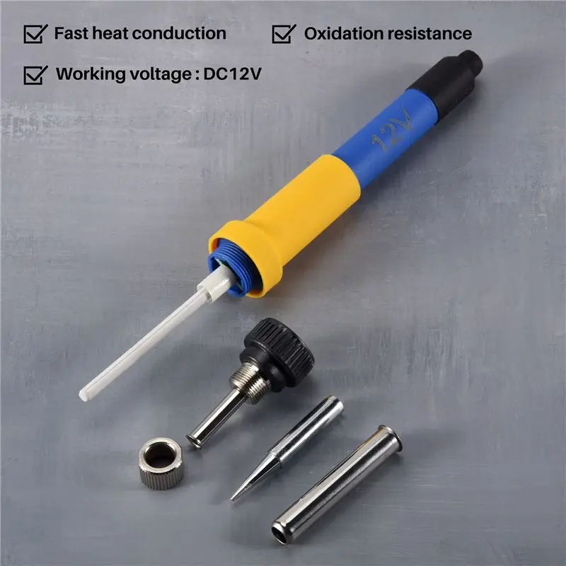 A98E-DC 12V Portable Soldering Iron Low-Voltage Car Battery 60W Welding Rework Repair Tools