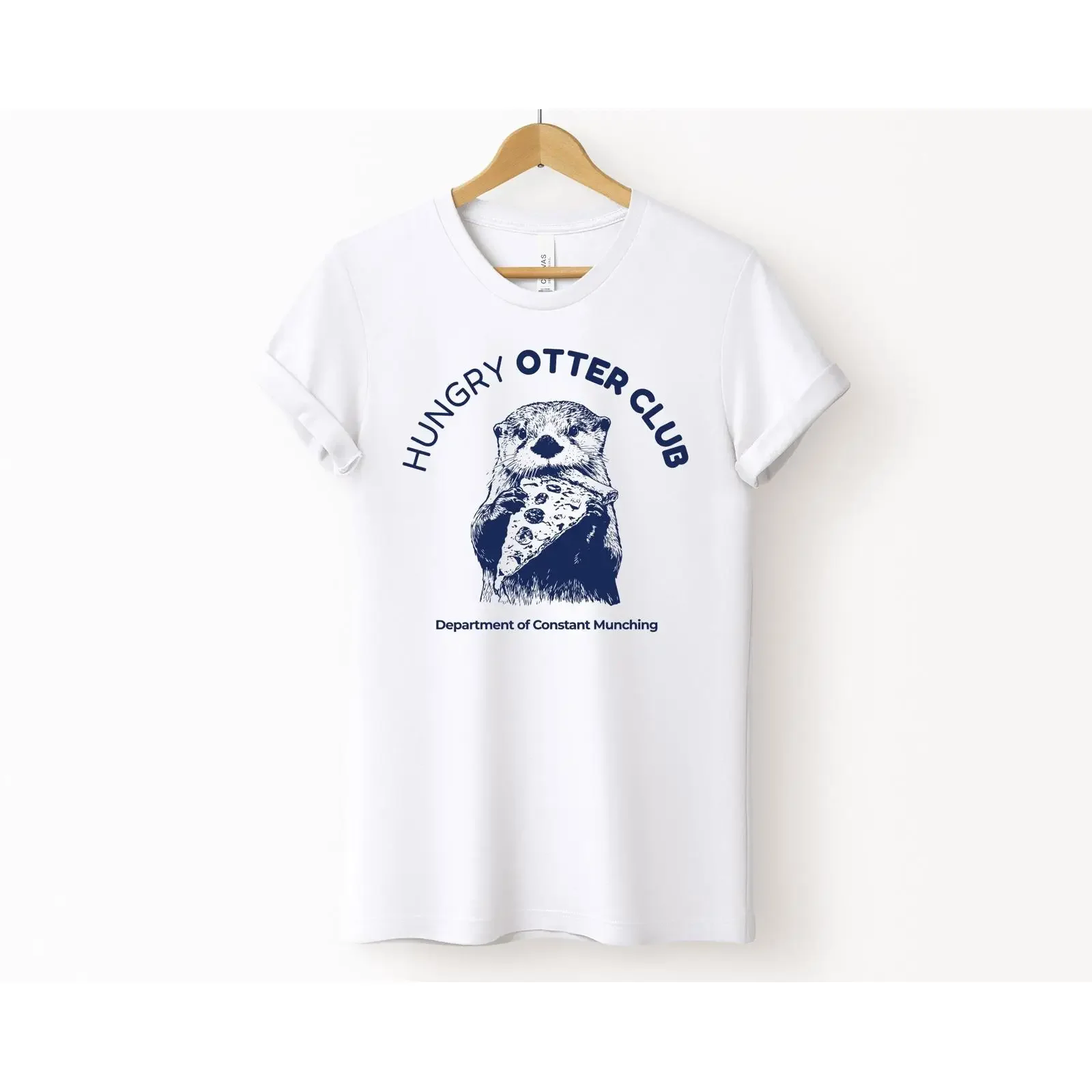 Hungry Otter Club Funny Eating Pizza T Shirt Retro Cute Animal For Lover Always vintage Washed Unisex homme