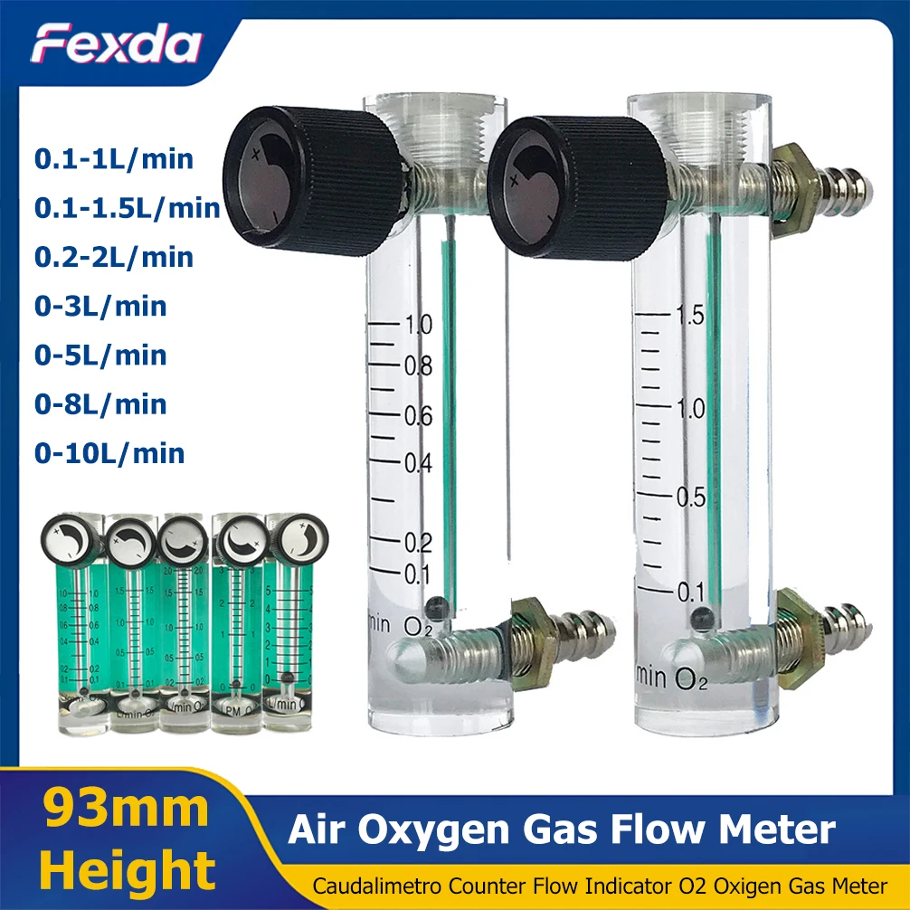 Air Oxygen Gas Flow Meter Flowmeter Caudalimetro Counter Flow Indicator O2 Oxygen Gas Meter Flow Device Switch 0.1-10L/min 93mm