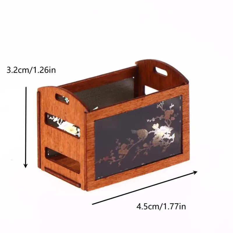 1PC casa delle bambole in miniatura scaffale in legno cestino portaoggetti modello 1:12 casa delle bambole decorazioni per la casa mobili accessori giocattolo