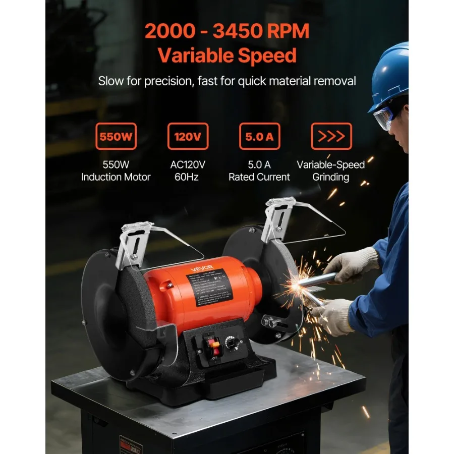 مطحنة مقاعد البدلاء 8 بوصة متغيرة السرعة مطحنة مقاعد البدلاء 20003450 دورة في الدقيقة مطاحن الطاولة مع محرك التعريفي 550 واط 5.0A 36 60 حصى طحن