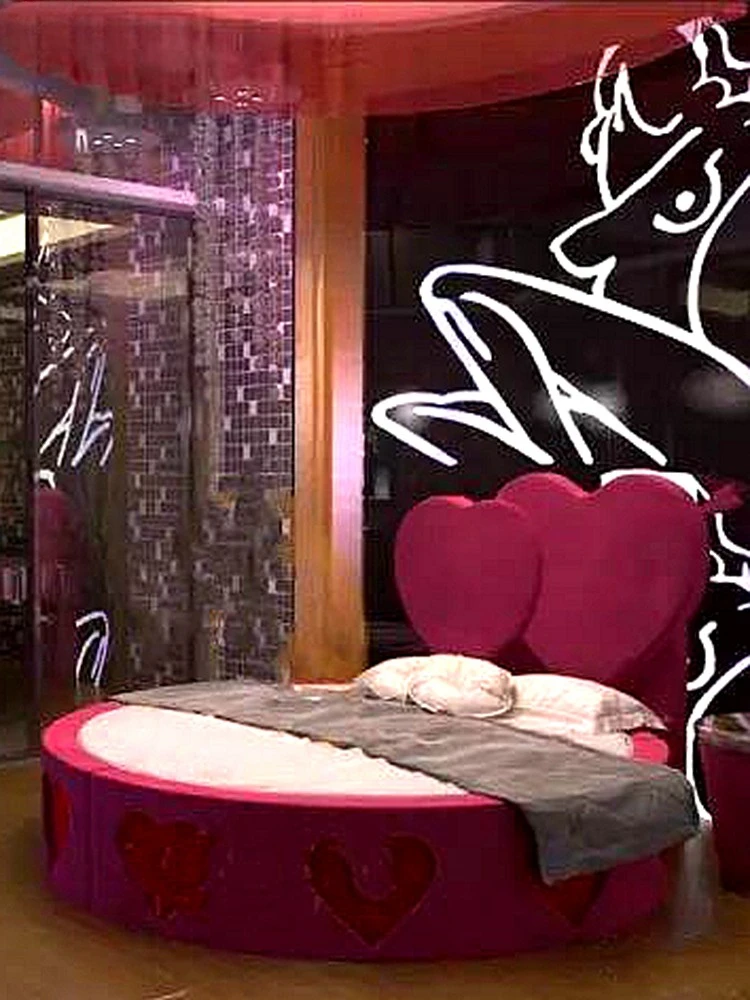 

s8617Heart-Shaped round Bed B & B Furniture Light Luxury Hotel Water Bed Boutique Hotel Electric Bed Theme Couple Apartment