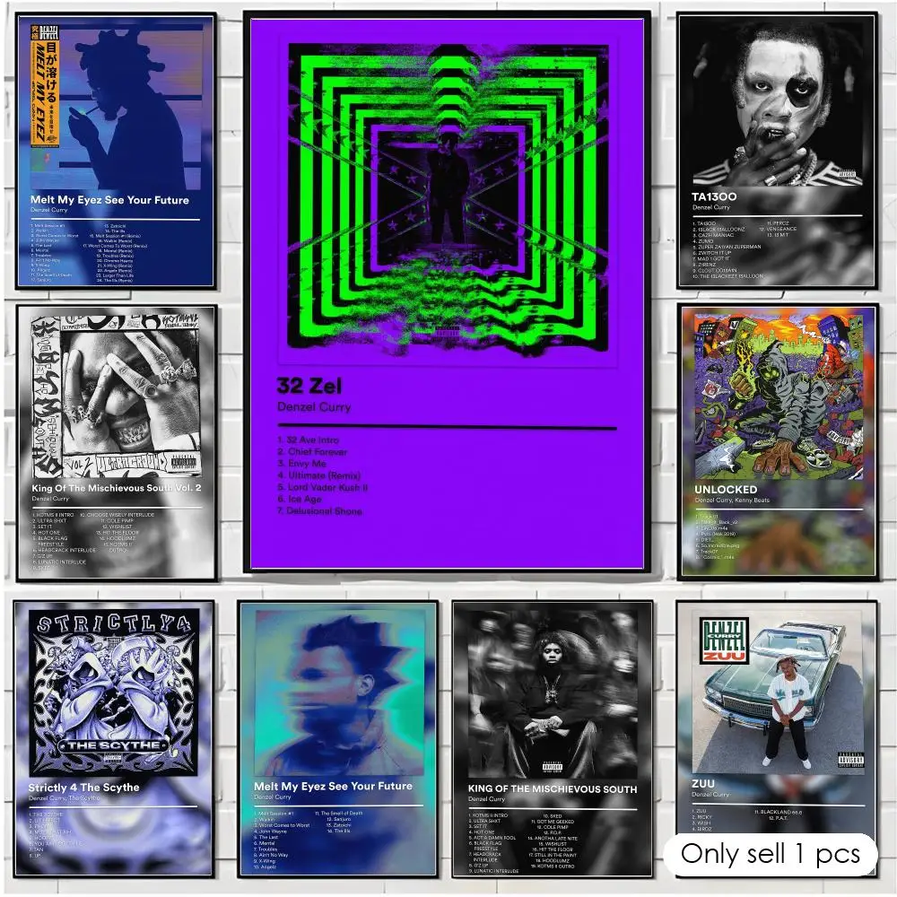 Singer D-Denzel Curry Poster Wall Art Poster Print Decorative Artwork for Bedroom Living Room Office Home Decoration