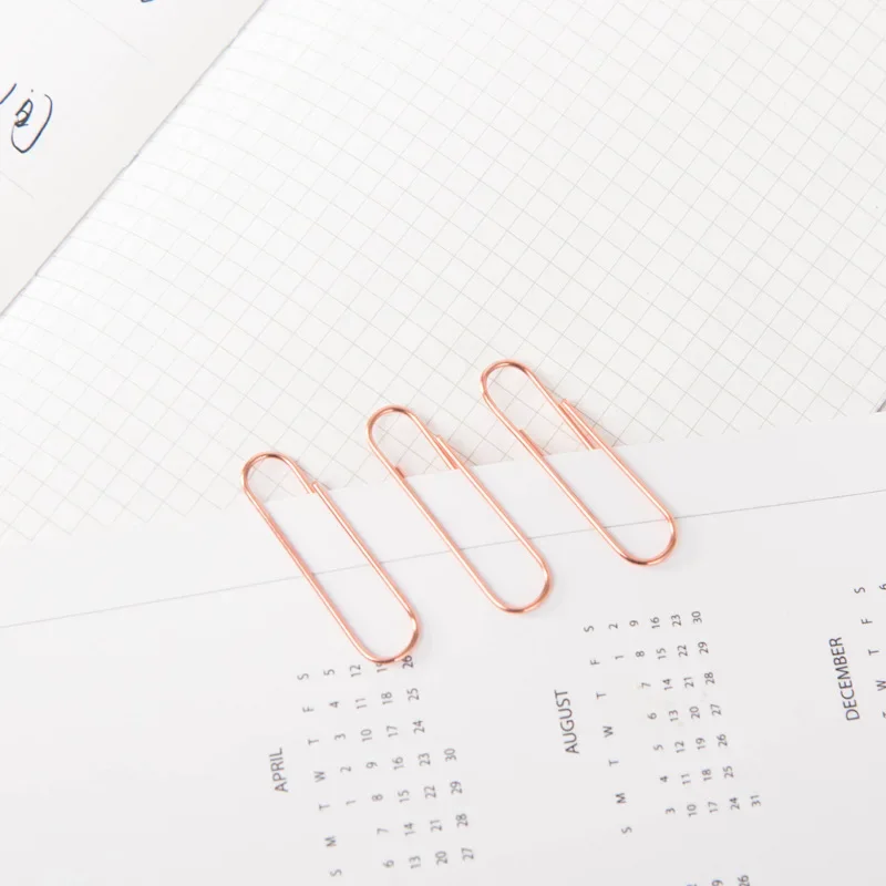 120 Pcs/Box Cute Rose Gold Paper Clip Bookmark Journal Note Decoration Binder Clip Office School Supplies Stationery Set