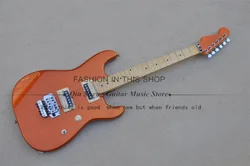 Metal Orange Electric Guitar Char Body Maple Neck 22 Frets Tremolo Bridge HH Pickups Chrome Tuners