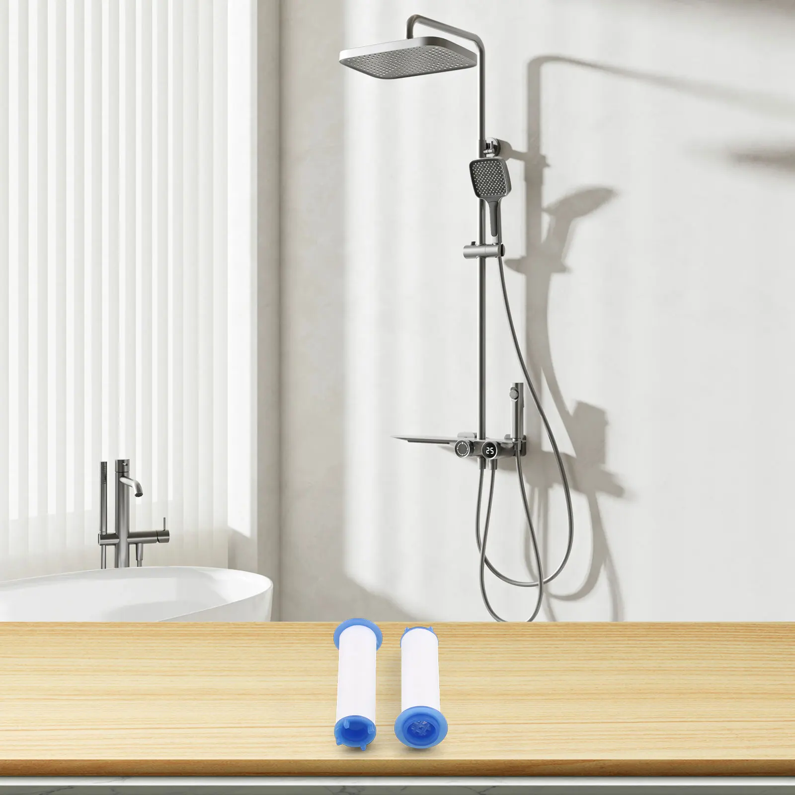 

Replacement PP Cotton Shower Filter for Standard Shower Fixtures Reduces Fluoride Heavy Metals and Scale Buildup