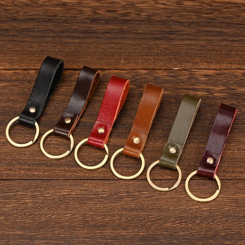 Crazy Horse Leather Keyrings In Bulk Men Women Luxury Key Rings Genuine Leather Key Chain Luxury Keychains Male Famale Promotion