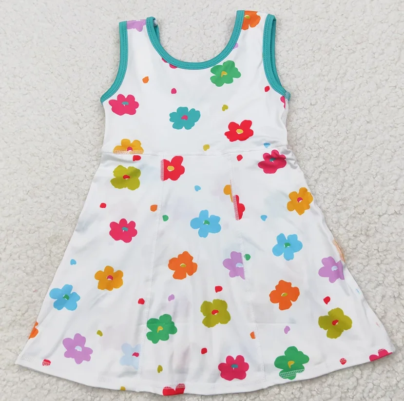 

Лидер продаж, платье для маленьких девочек, платья без рукавов с яркими цветами, платья длиной до колена для йоги