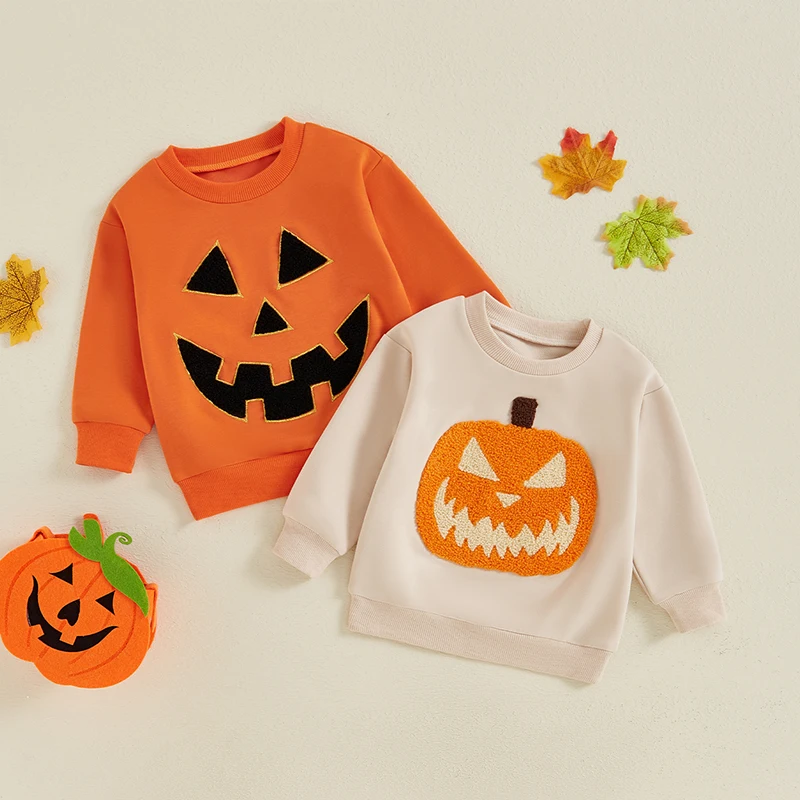 Toddler Baby Boy Girl Halloween Sweatshirt Long Sleeve Letter Print Shirt Pullover Sweater Top Fall Winter Clothes