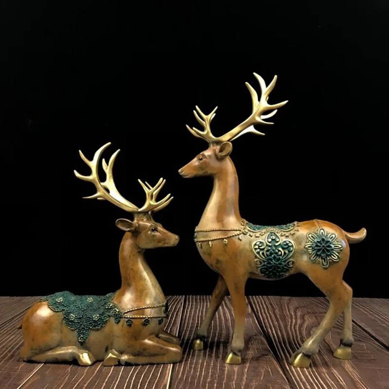 Copper Painted Animal Series Color Copper Deer Home Furnishing Living Room Decoration Ornament