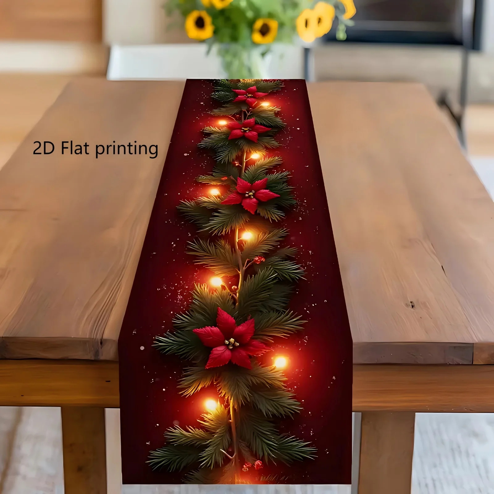 1 Piece of Christmas Floral Pine Branch Table Runner, Suitable for Christmas Dinners, Holiday Parties, Rural Guesthouses, Home Decoration, and Christmas-Themed Events