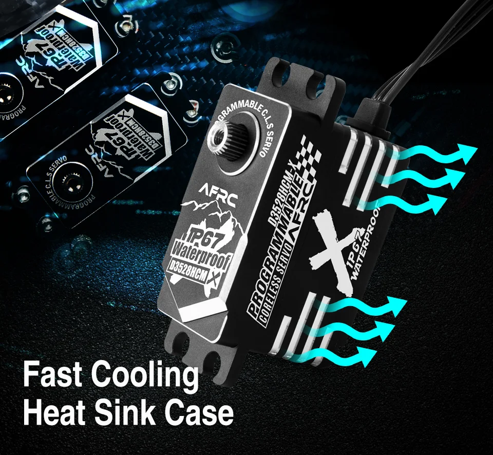AFRC D3528HCM-X Programmierbares Metall-Servo, flaches Design, IP67 wasserdicht, für YOKOMO HSP Drift RC-Auto, Boot, Flugzeug, Zubehör – Detail 3