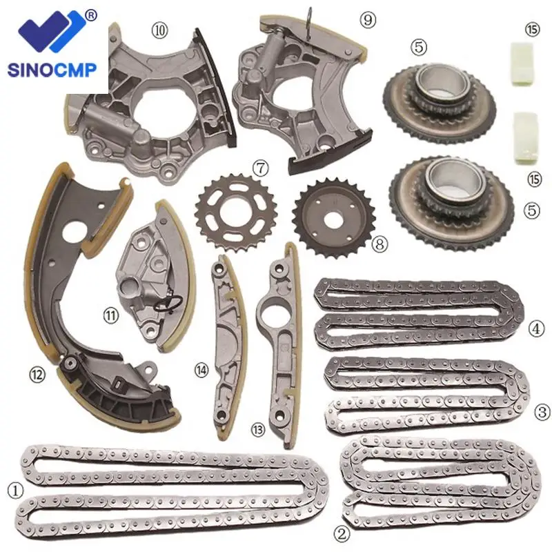 16pcs Timing Chain Kit For AUDI A6 A7 A8 Q5 Q7 S4 S5 VW TOUAREG 3.0T V6 w/Gears CJTC CJTB CNAA CJWB 2012-16 with 2 year Warranty