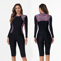 New Women Swimsuit With Sleeve One-Piece Bathing Suits Female Beachwear Sport Style Girls Swimwear Woman Surfing Suit Diving