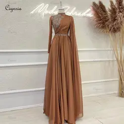 Ciynsia Elegant Prom Dresses Long Sleeves Dubai Luxury Formal Dress for Women Evening Party Gowns Chiffon Vestidos De Festa