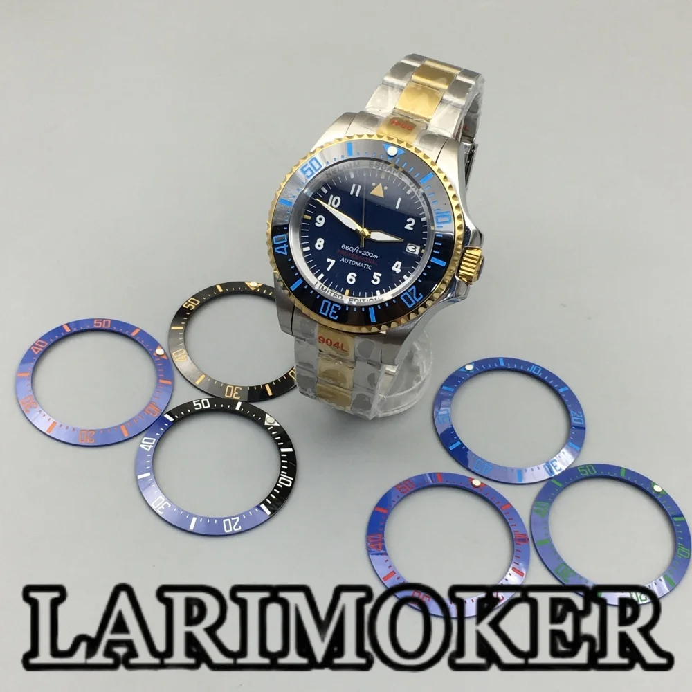 

LARIMOKER 43 мм мужские механические часы NH35 Miyota 8215 PT5000 светящееся сапфировое стекло синий циферблат керамический безель водонепроницаемый