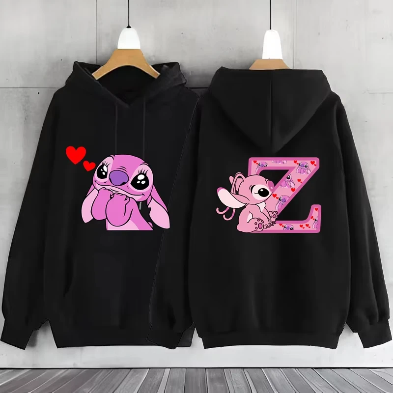 Giubbotti Y2k Carino Kawaii Moda Disney Lilo & Stitch Lettera Stampa Felpa con cappuccio 2024 Donna Inverno Caldo Giubbotti Cappotti Vendita