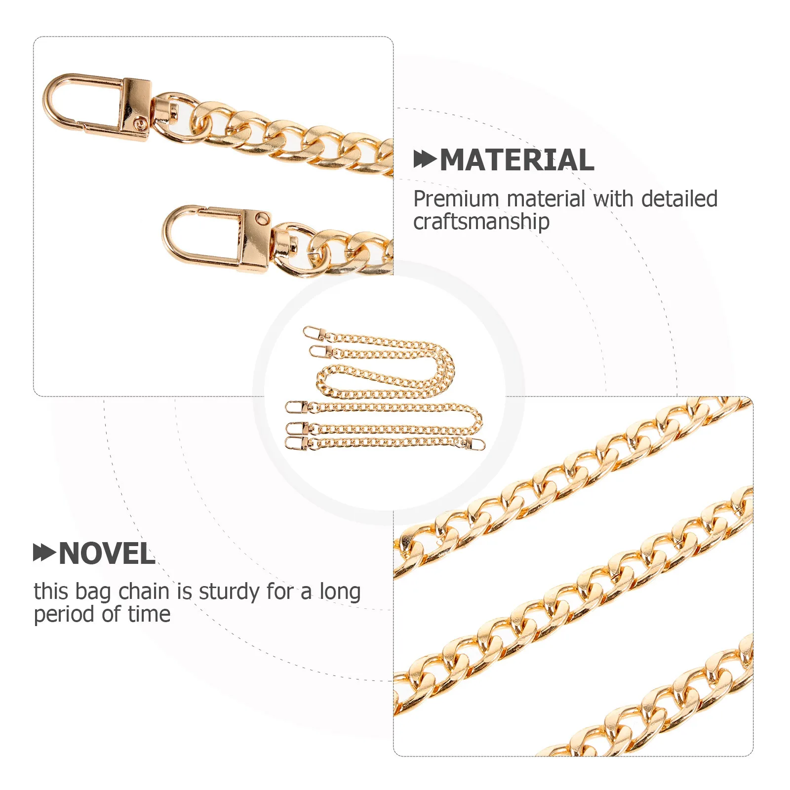 

3Pcs Premium Handbag Chain Bag Extender Replacement Straps Lightweight Purse Chain Straps for Handbags and Purses