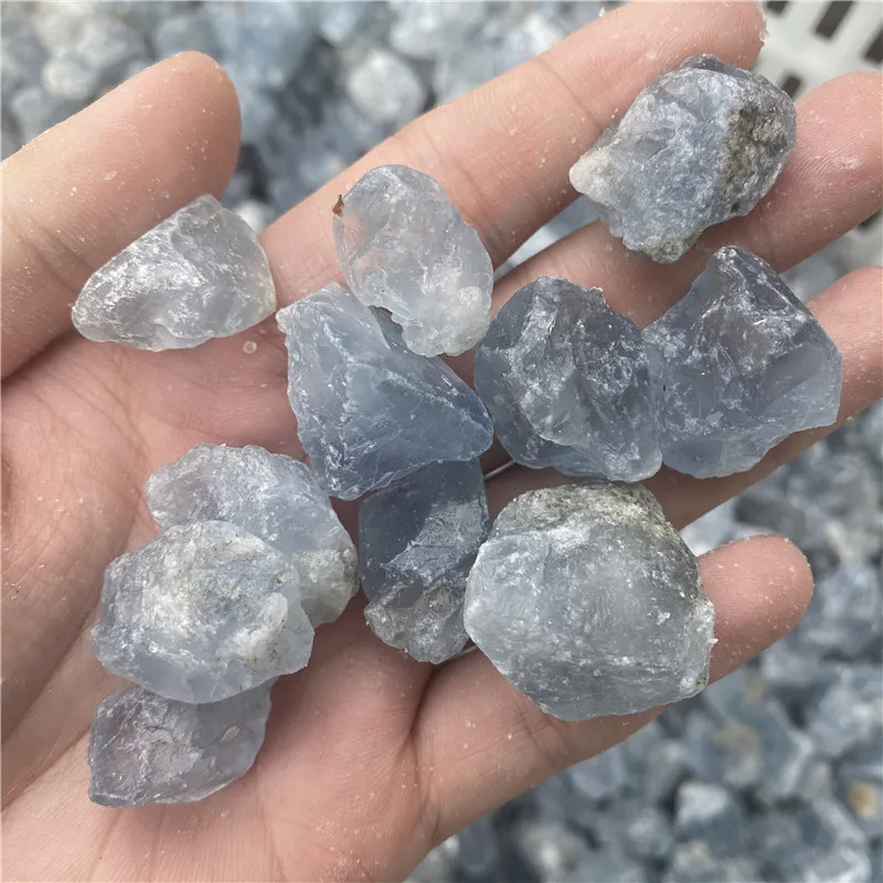 100g Natural Crystal Blue Celestite Irregular Mineral Healing Stone Gravel Specimen Suitable For Aquarium Home Decor Crafts