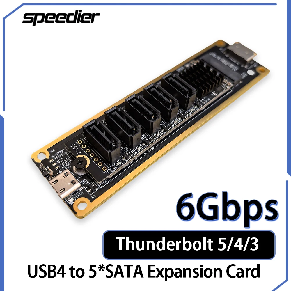 

Плата адаптера дискового массива Thunderbolt5/4/3 USB4 на 5 портов SATA3, PCE-SATA поддерживает системное программное обеспечение Док-станция RAID-массива