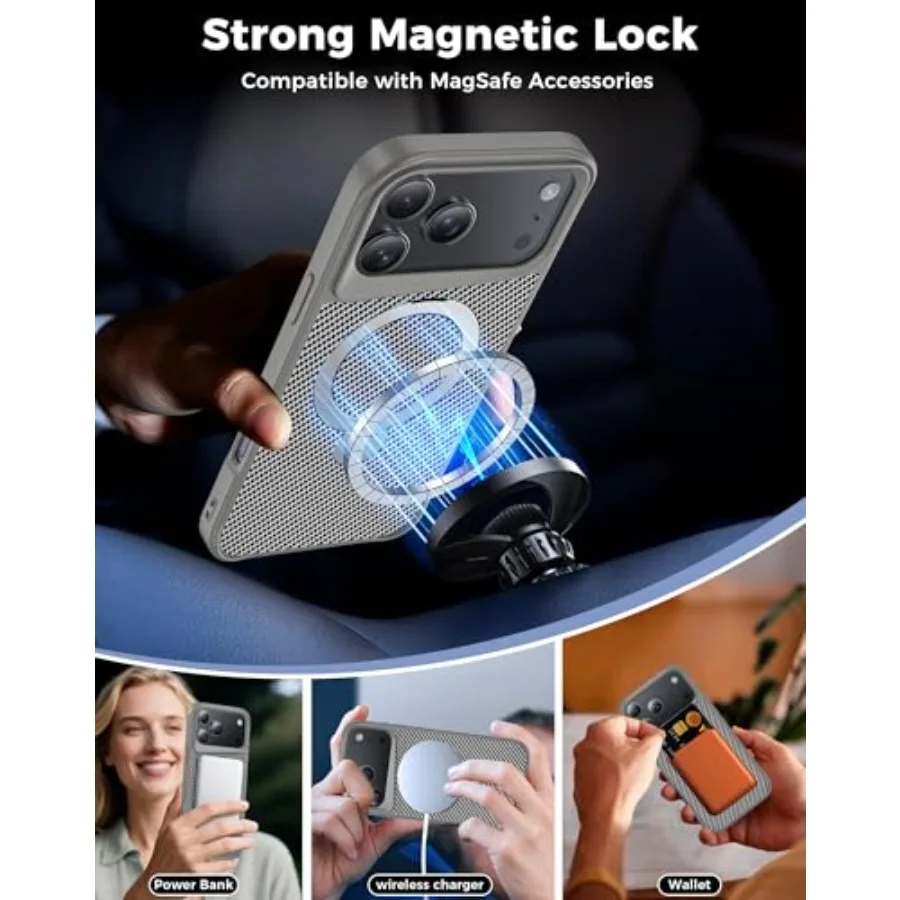 360 Magnetic Stand Carbon Fiber Case Designed for iPhone 17 Pro Max with Military-Grade 15FT Protection and Built-in Stand Ring