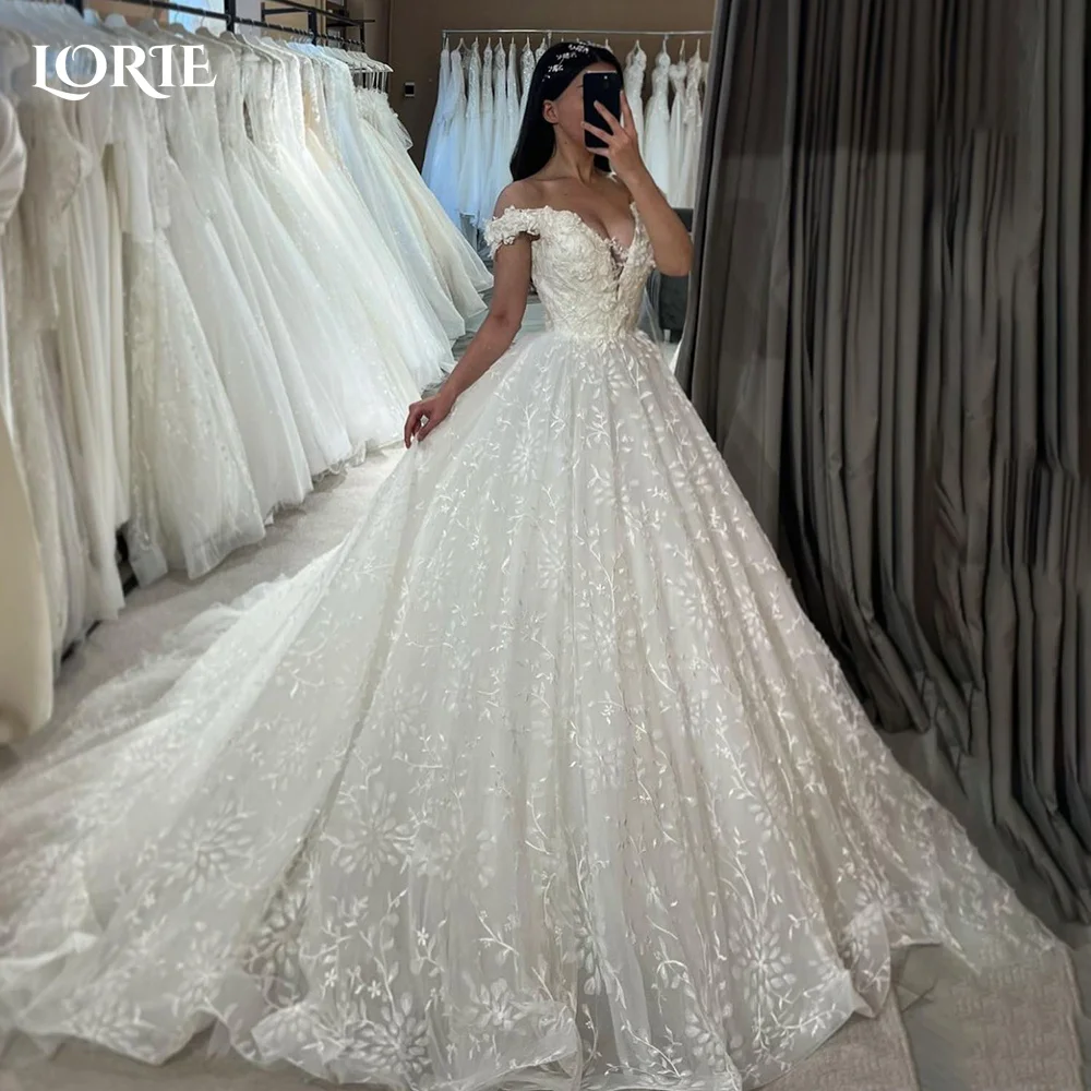 

LORIE Vintage Lace Wedding Dress A-Line Appliques Off Shoulder Sweetheart Bridal Gown Elegant Princess Leaf Bride GownCustomized