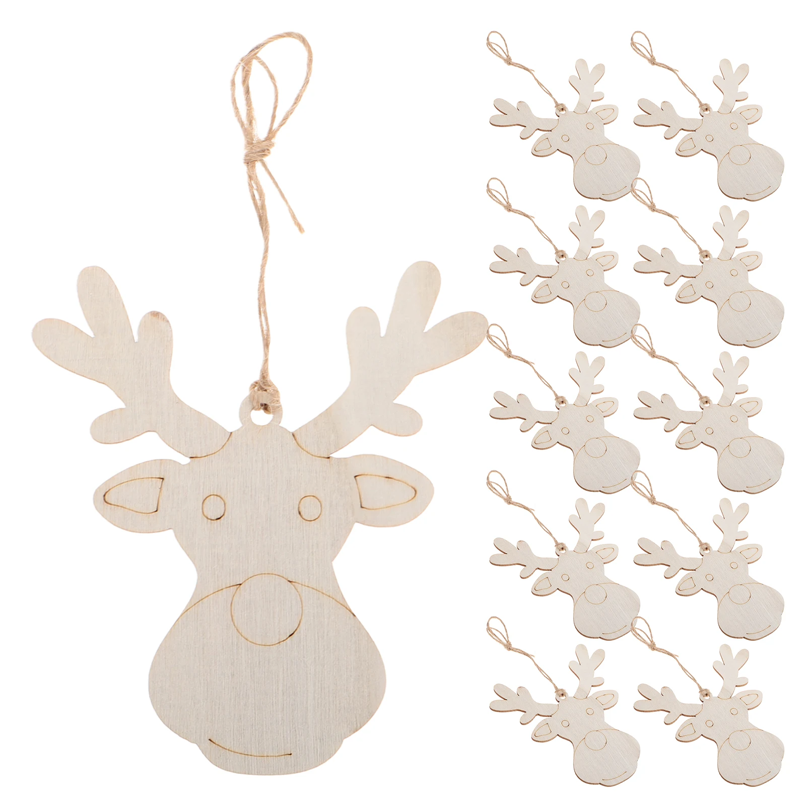

20 Pcs Wooden Pendant Crafts Christmas Ornaments Diy Deer Head for Reindeer Decor Decorations Cute Hanging